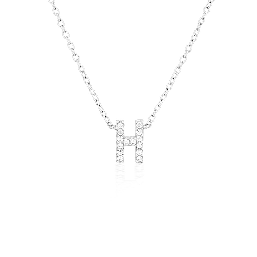 925 Sterling Silver CZ A-Z Necklaces Silver 11