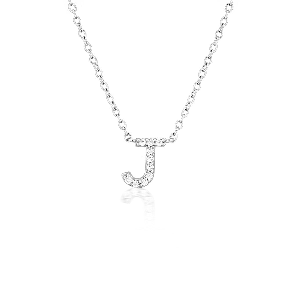 925 Sterling Silver CZ A-Z Necklaces Silver 13