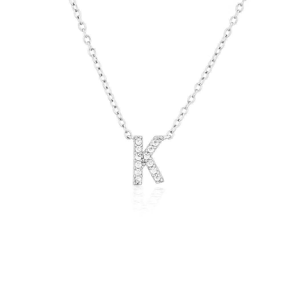 925 Sterling Silver CZ A-Z Necklaces Silver 14