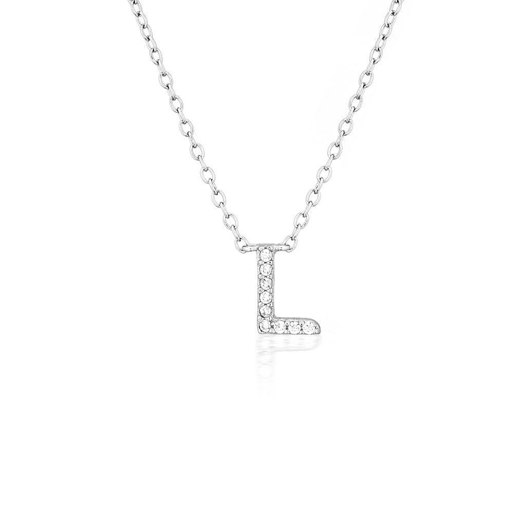 925 Sterling Silver CZ A-Z Necklaces Silver 15