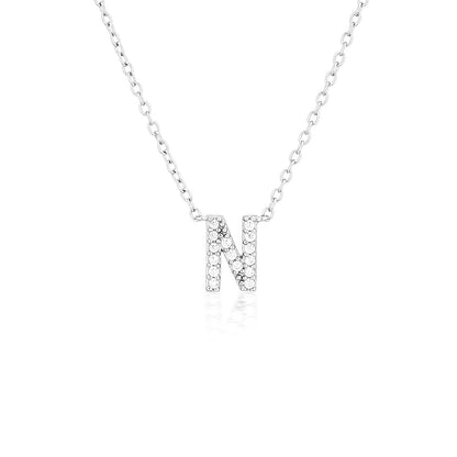 925 Sterling Silver CZ A-Z Necklaces Silver 17