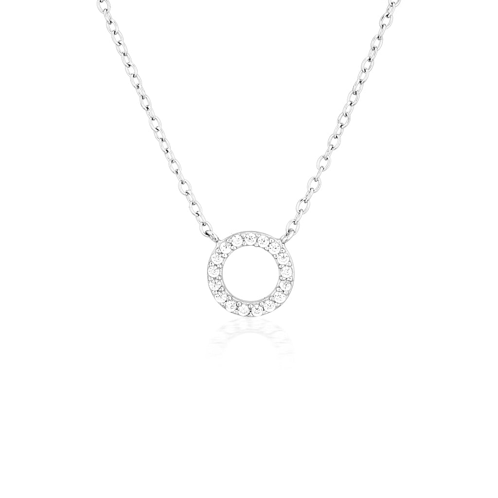 925 Sterling Silver CZ A-Z Necklaces Silver 18