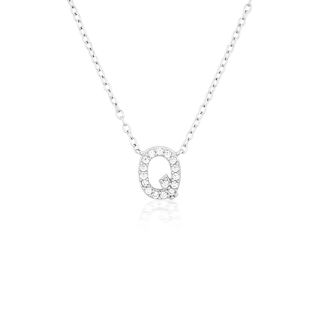 925 Sterling Silver CZ A-Z Necklaces Silver 20