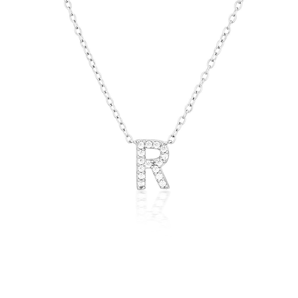 925 Sterling Silver CZ A-Z Necklaces Silver 21