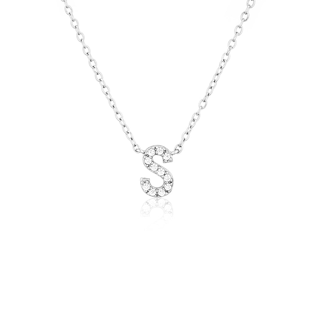 925 Sterling Silver CZ A-Z Necklaces Silver 22