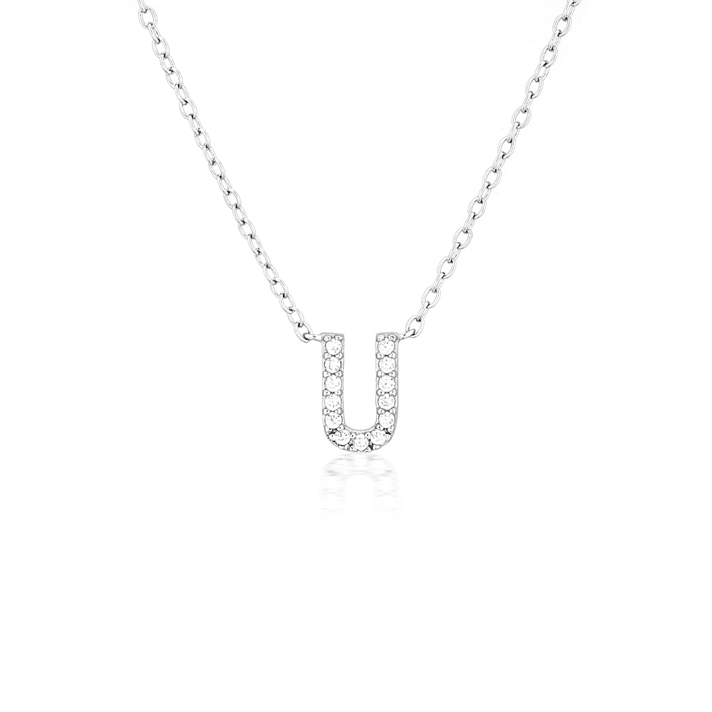 925 Sterling Silver CZ A-Z Necklaces Silver 24