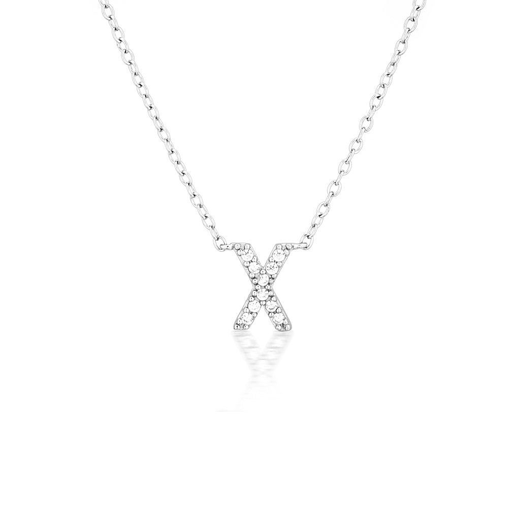 925 Sterling Silver CZ A-Z Necklaces Silver 27