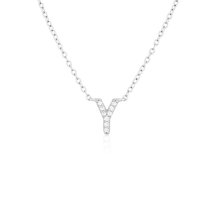 925 Sterling Silver CZ A-Z Necklaces Silver 28