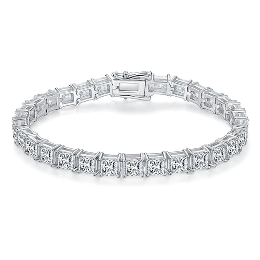 925 Sterling Silver Square Tennis Bracelet 1