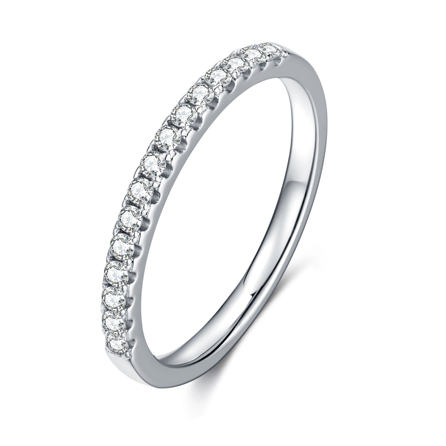 925 Sterling  Silver Round Cut Half Eternity Band 3