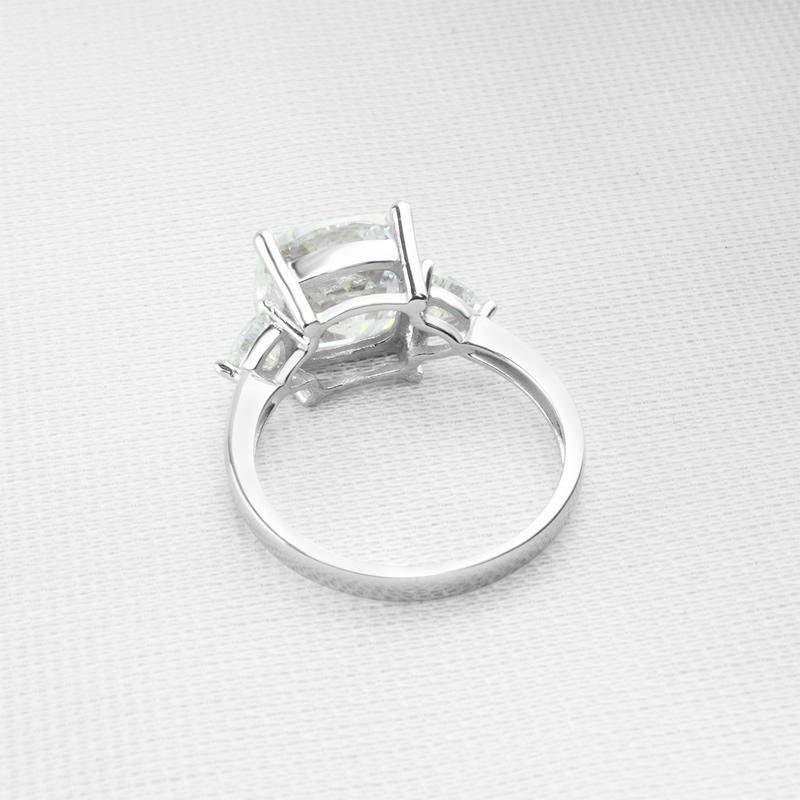 925 Sterling Silver Cushion Cut CZThree Stone Ring