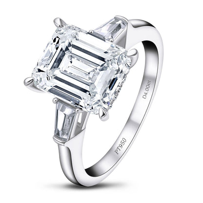 925 Sterling Silver Emerald Cut CZ Stone Ring