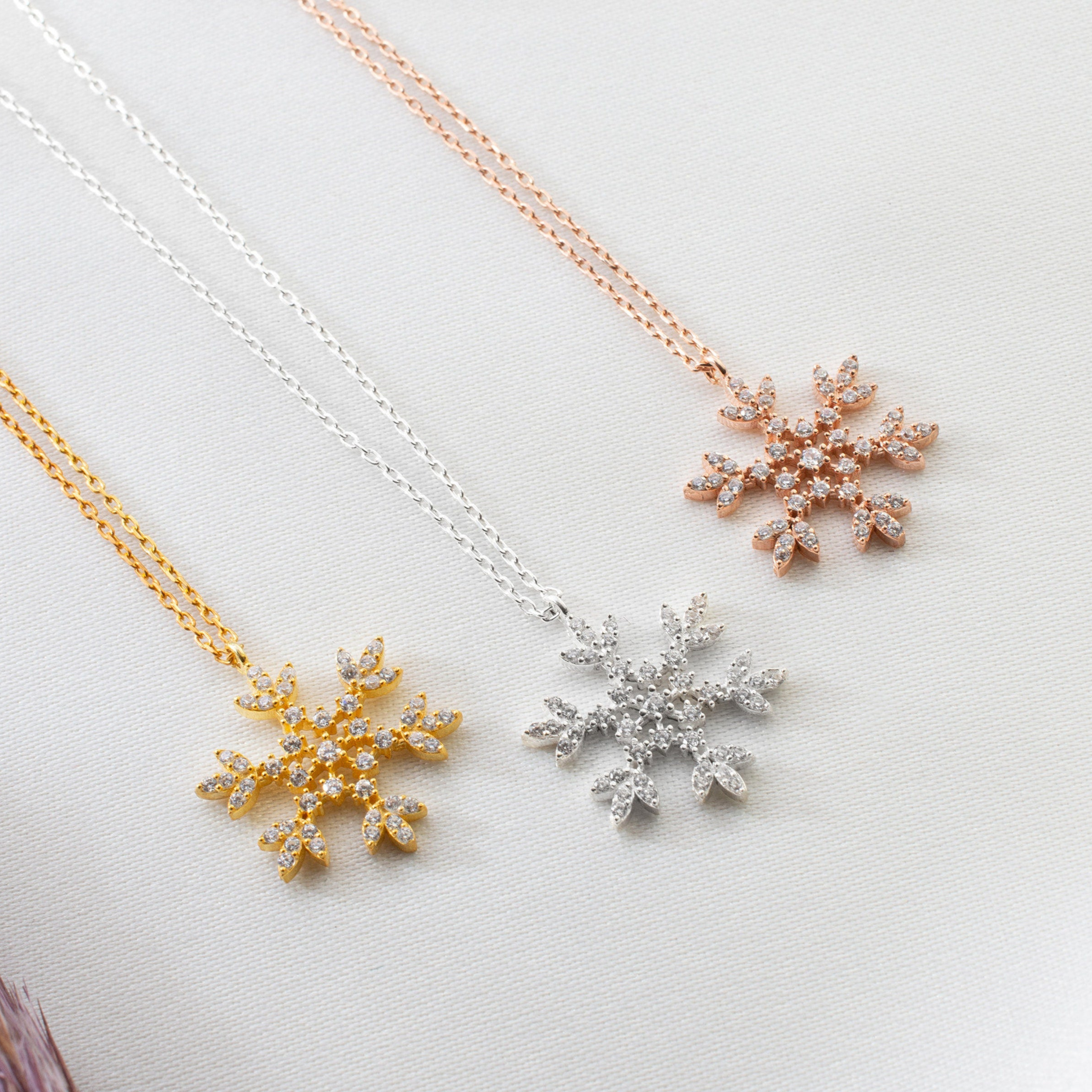 Silver Snowflake Necklace for Women