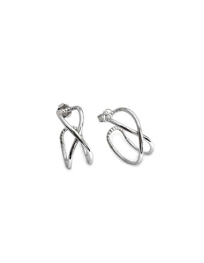 925 Sterling Silver A Cross Hoops Earrings 3