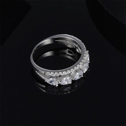 925 Sterling Silver Pear Cut Created CZ Fashion Band