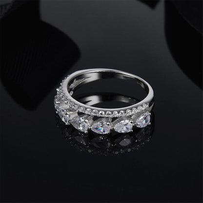 925 Sterling Silver Pear Cut Created CZ Fashion Band