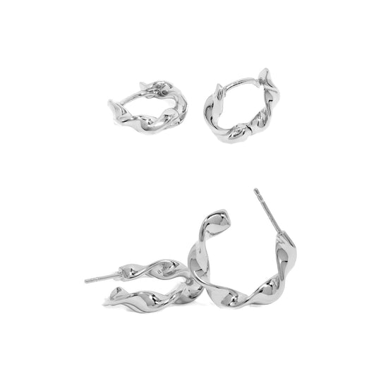 Sterling Silver Twisted Hoop Ear Bundle 1