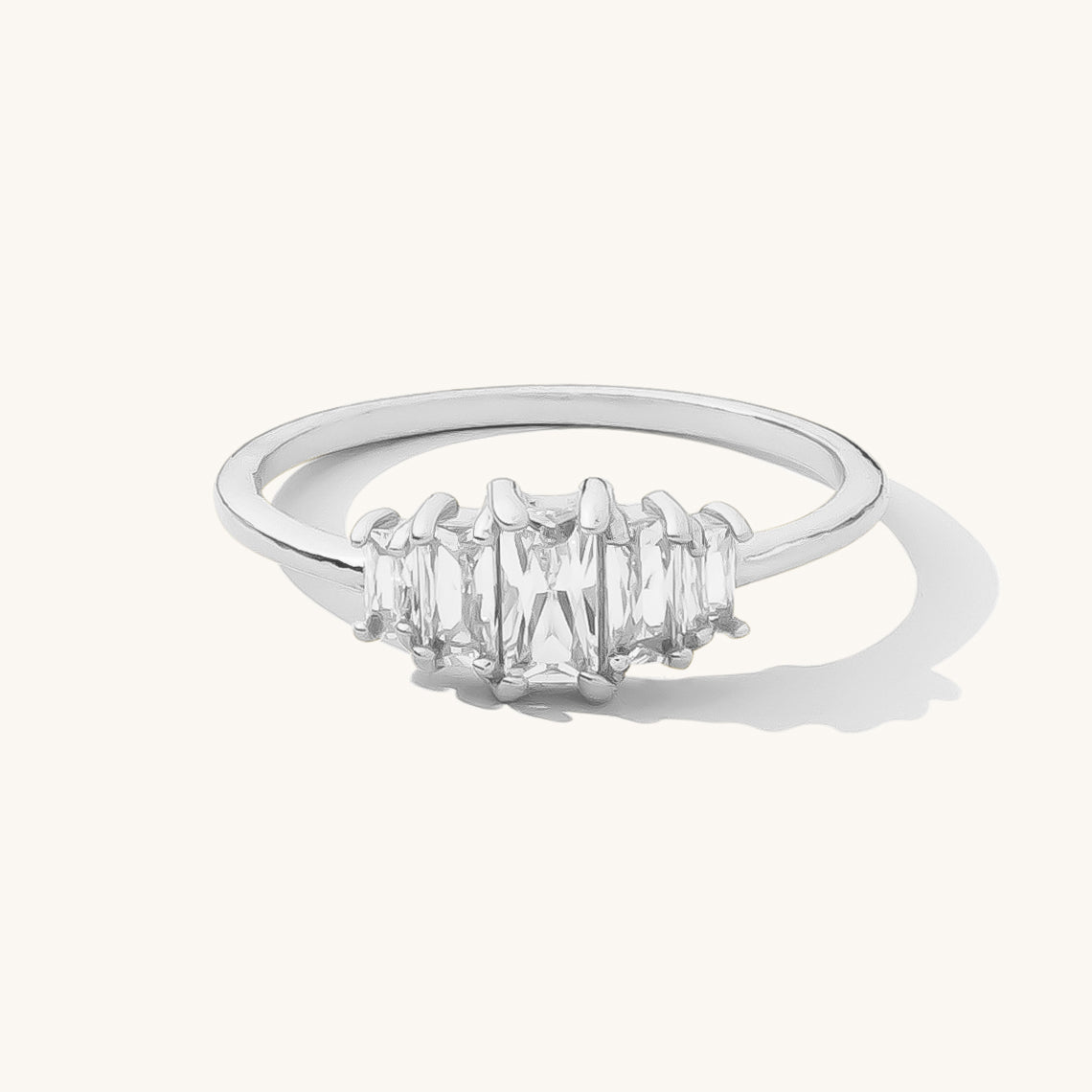 925 Sterling Silver Baguette Cluster Ring 10