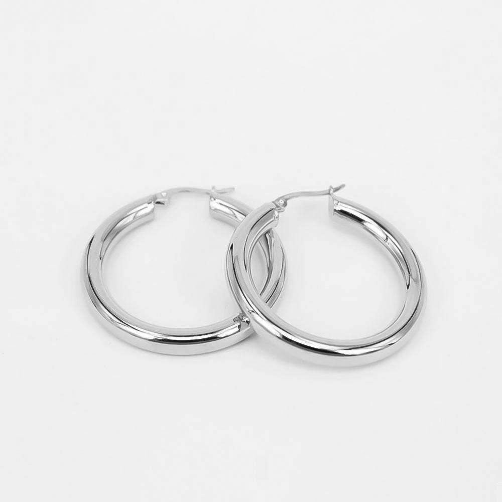 925 Sterling Silver Classic Silver Filled Hoops 7