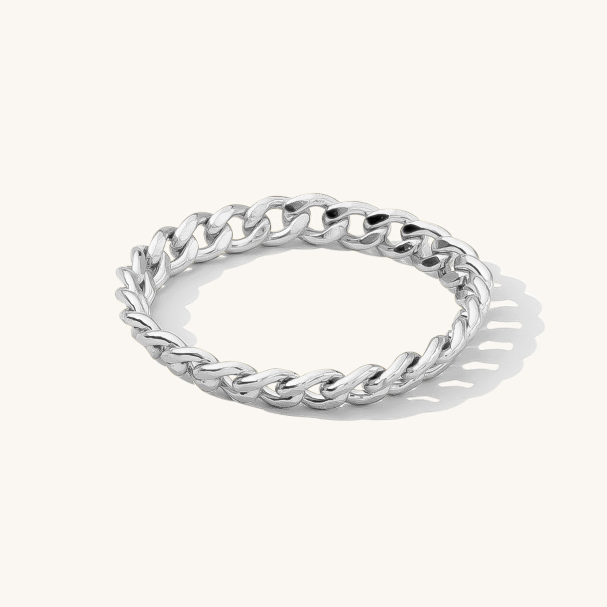 925 Sterling Silver Curb Chain Ring 6