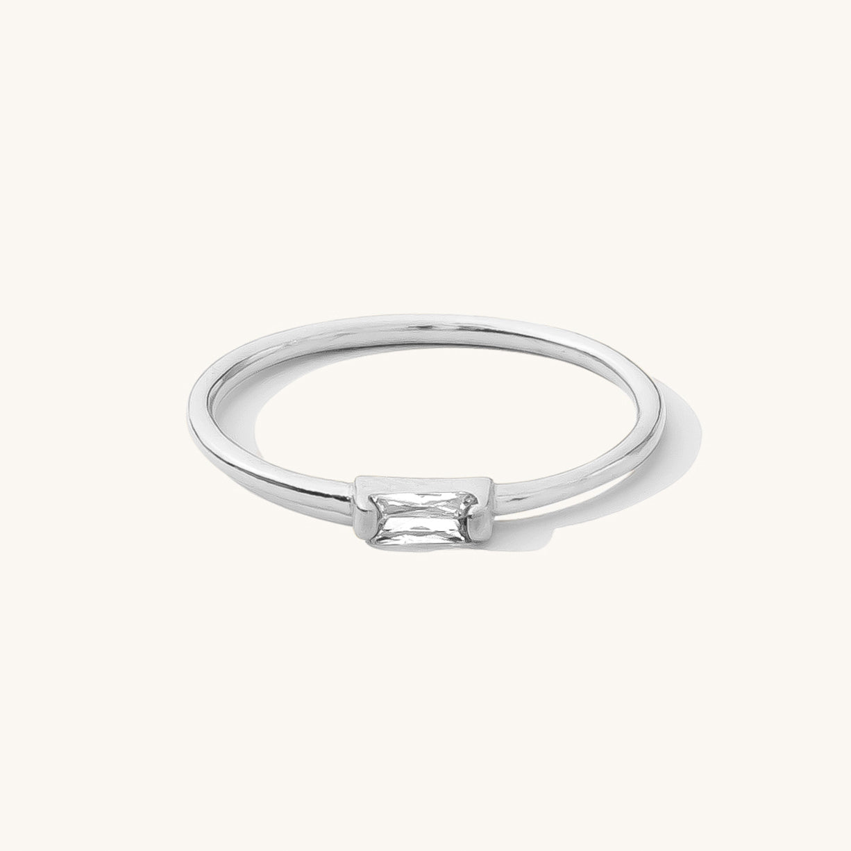 925 Sterling Silver Dainty Baguette Ring 10