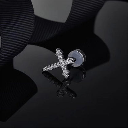 925 Sterling Sliver Cute Ice cream Cross Lightning Bar CZ Stud Earring Set 3