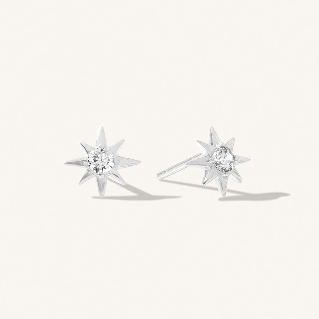 925 Sterling Silver Starburst Stud Earrings 10