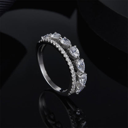 925 Sterling Silver Pear Cut Created CZ Fashion Band