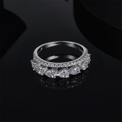 925 Sterling Silver Pear Cut Created CZ Fashion Band