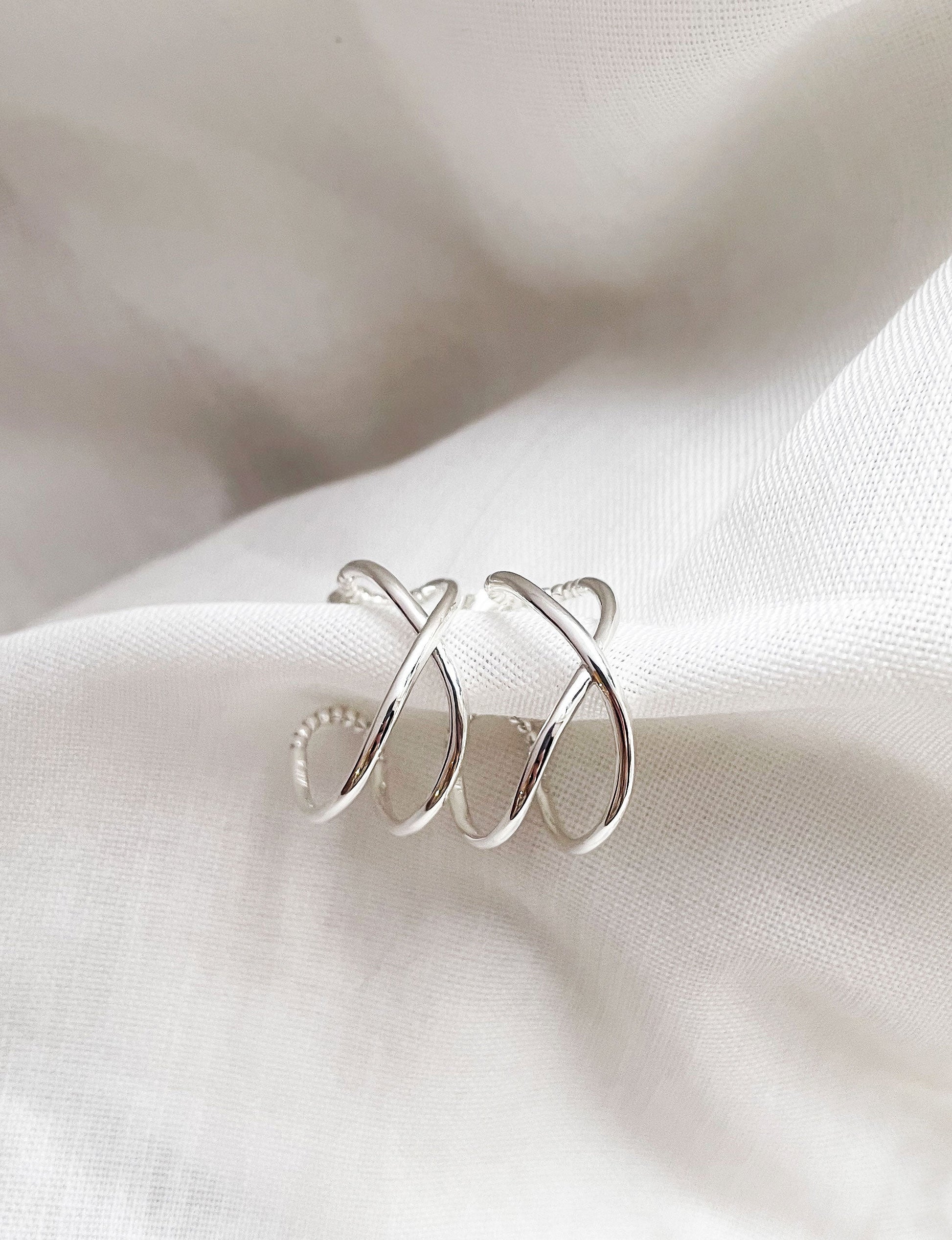 925 Sterling Silver A Cross Hoops Earrings 1