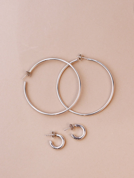 925 Sterling Silver Hoops  Earrings XL, silver 1