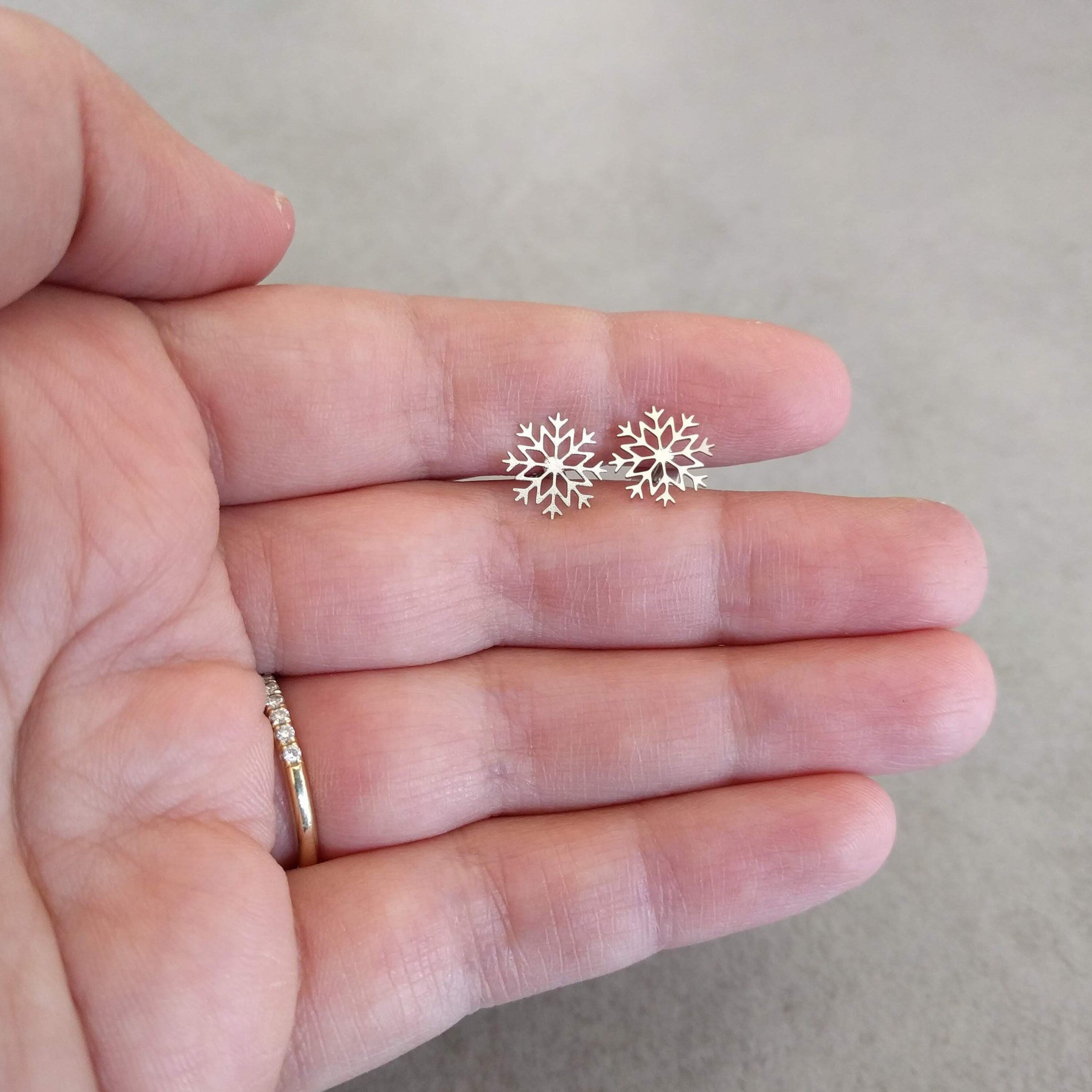 Snowflake Earrings, Sterling Silver Stud Earrings