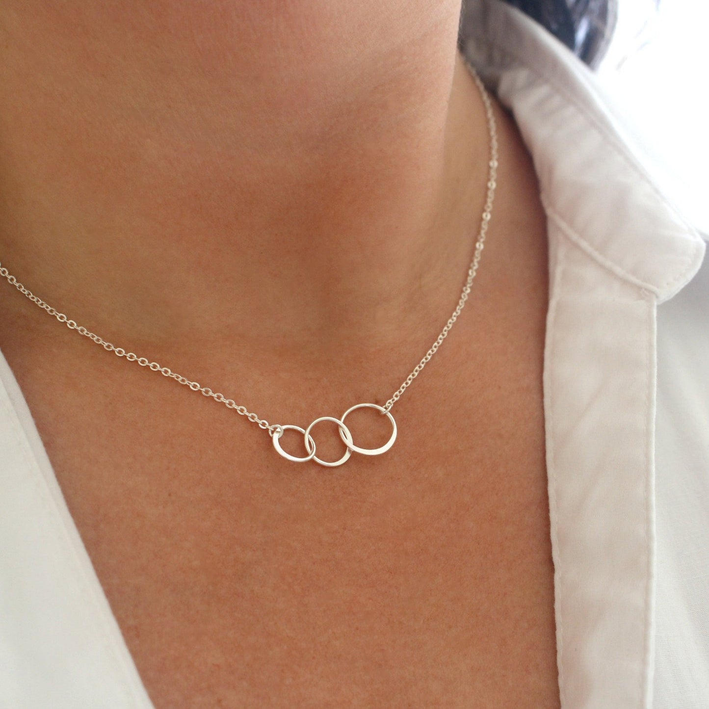 Open Double Circle Sterling Silver Necklace