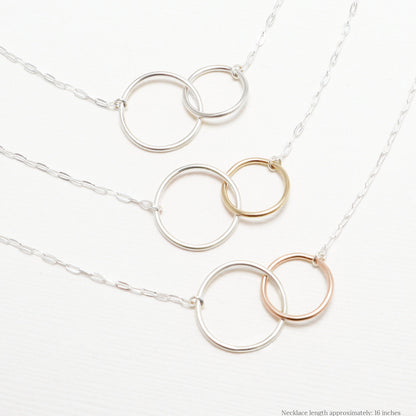 Open Double Circle Sterling Silver Necklace