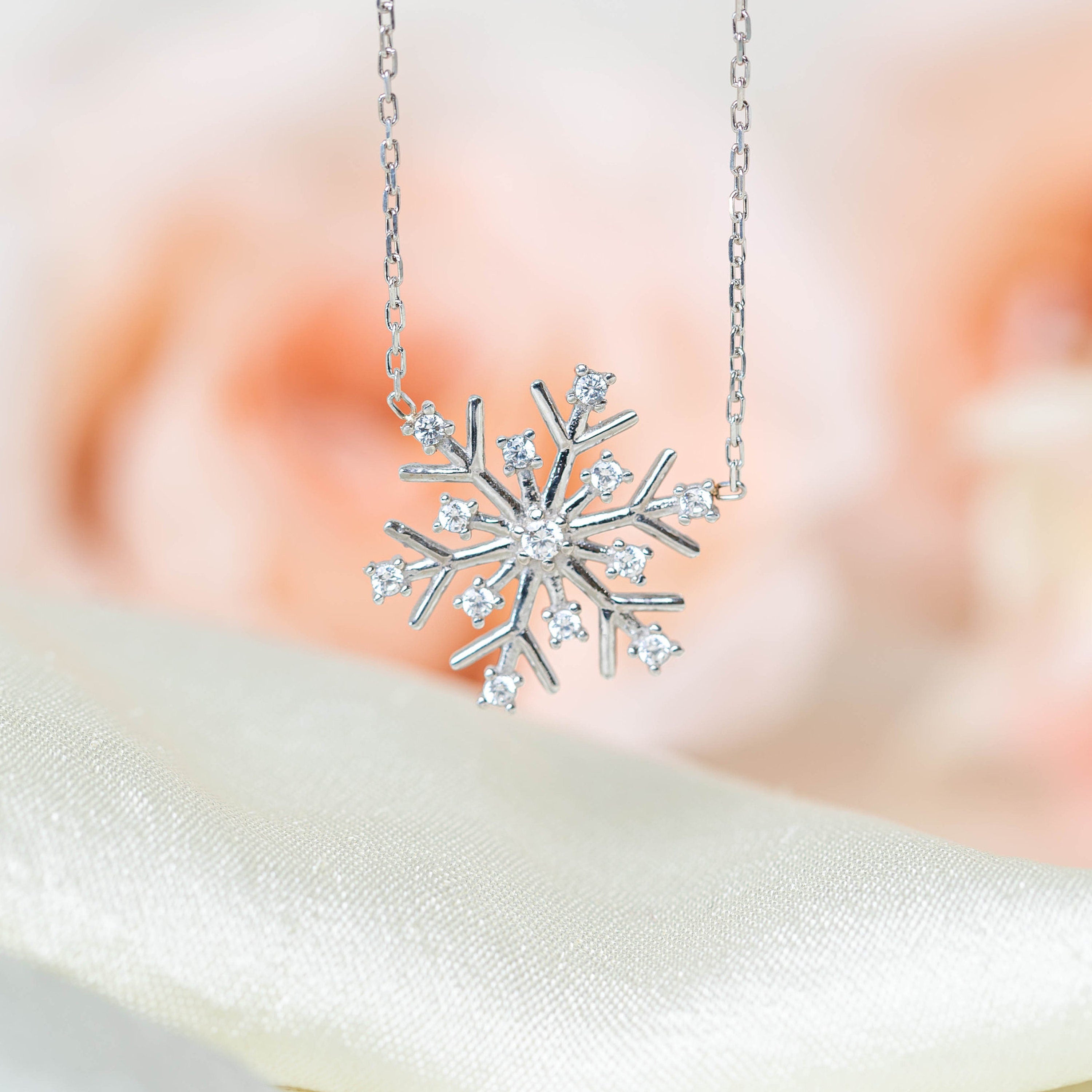 Silver Snowflake Necklace for Women