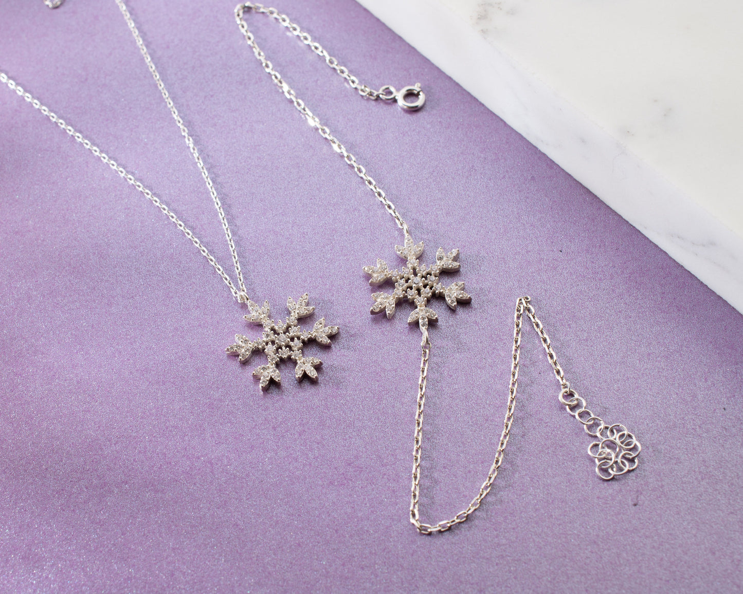 Silver Snowflake Necklace for Women