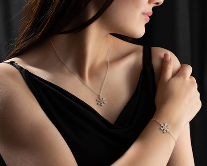 Silver Snowflake Necklace for Women