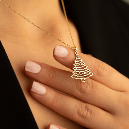 Silver Christmas Tree Necklace for Women