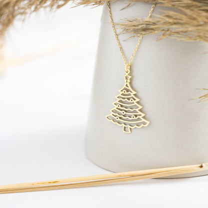 Silver Christmas Tree Necklace for Women