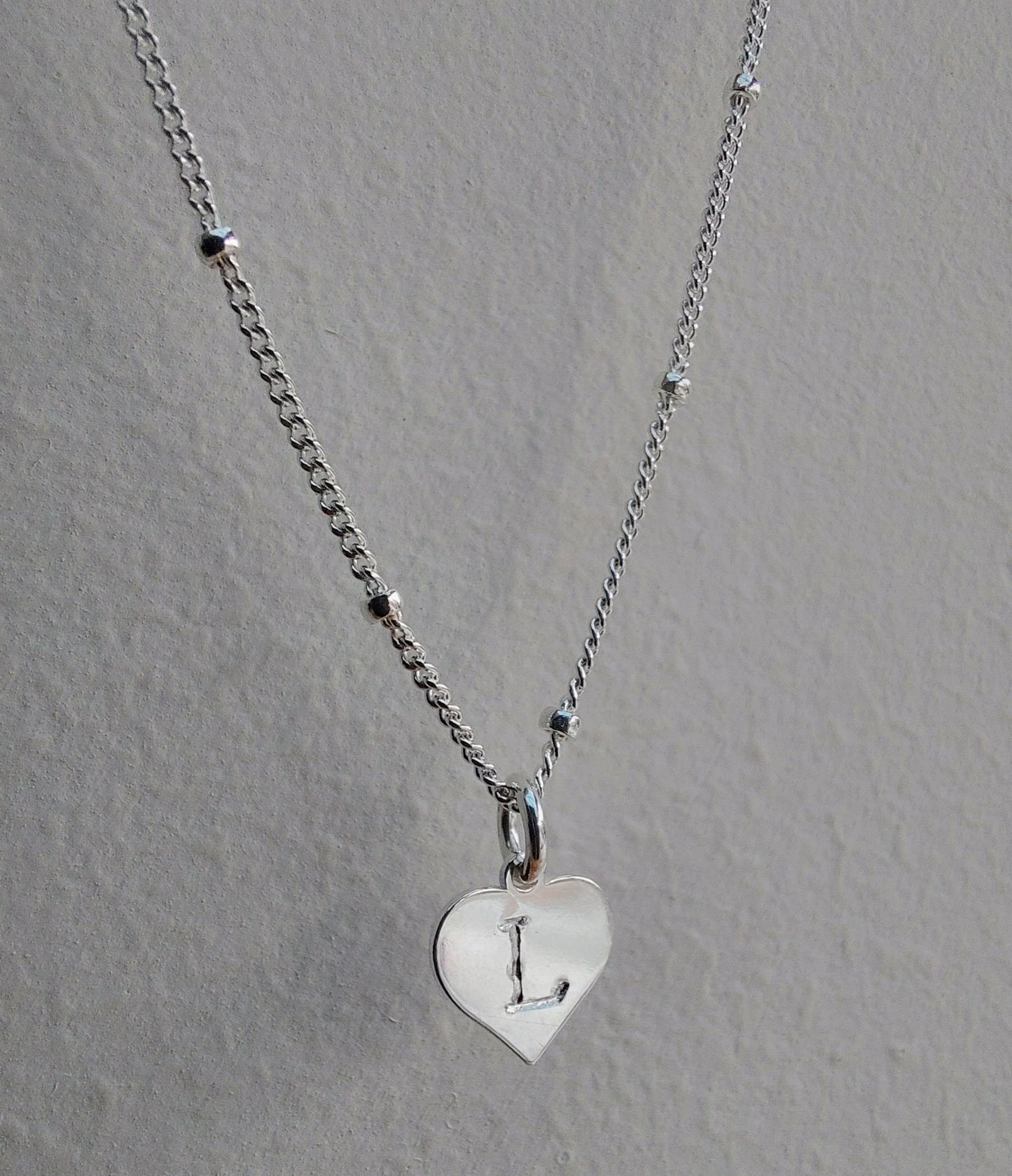 Sterling Silver Heart Initial Necklace