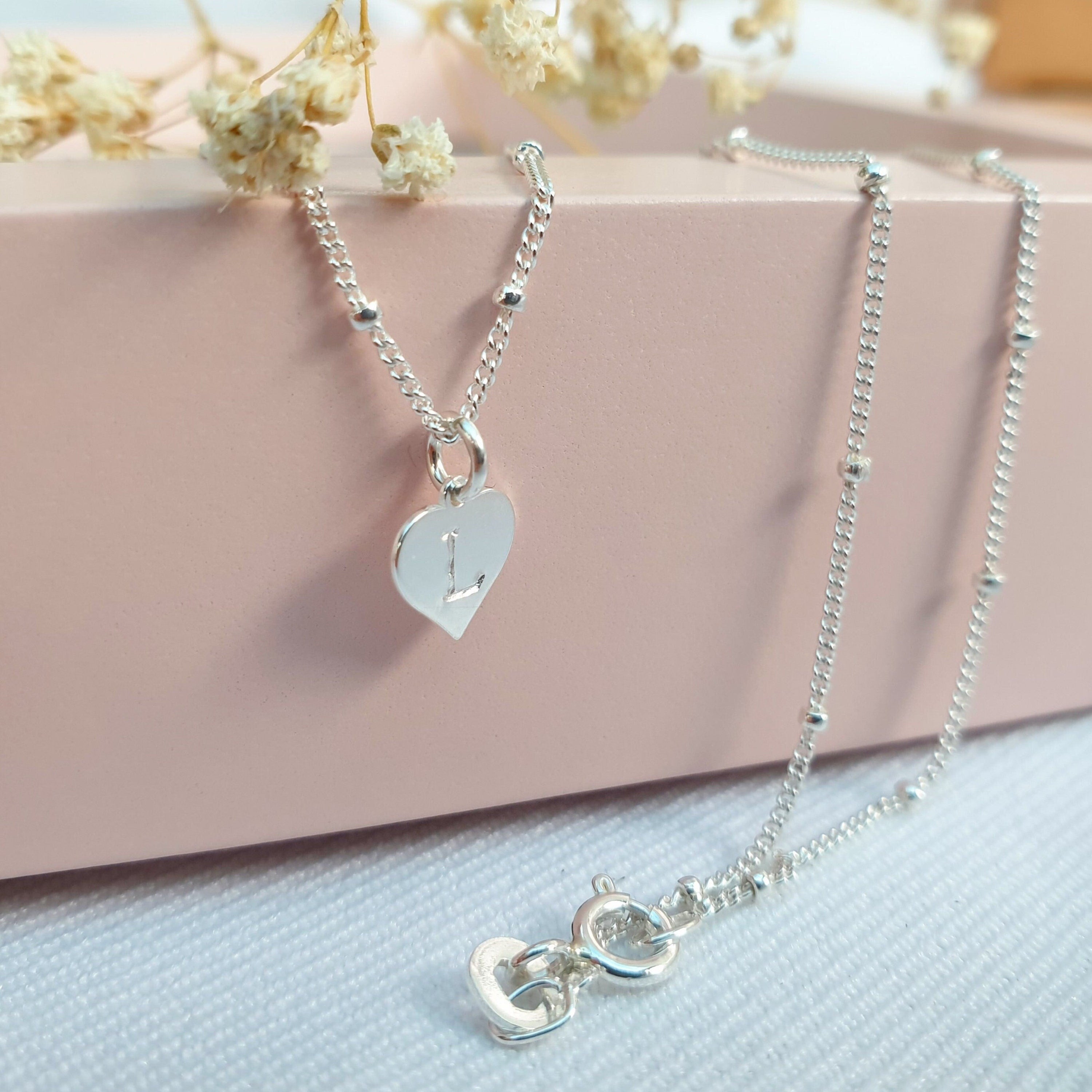 Sterling Silver Heart Initial Necklace