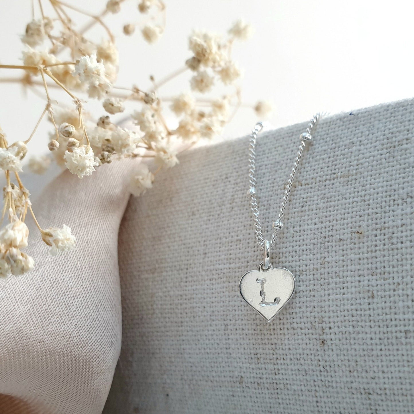 Sterling Silver Heart Initial Necklace