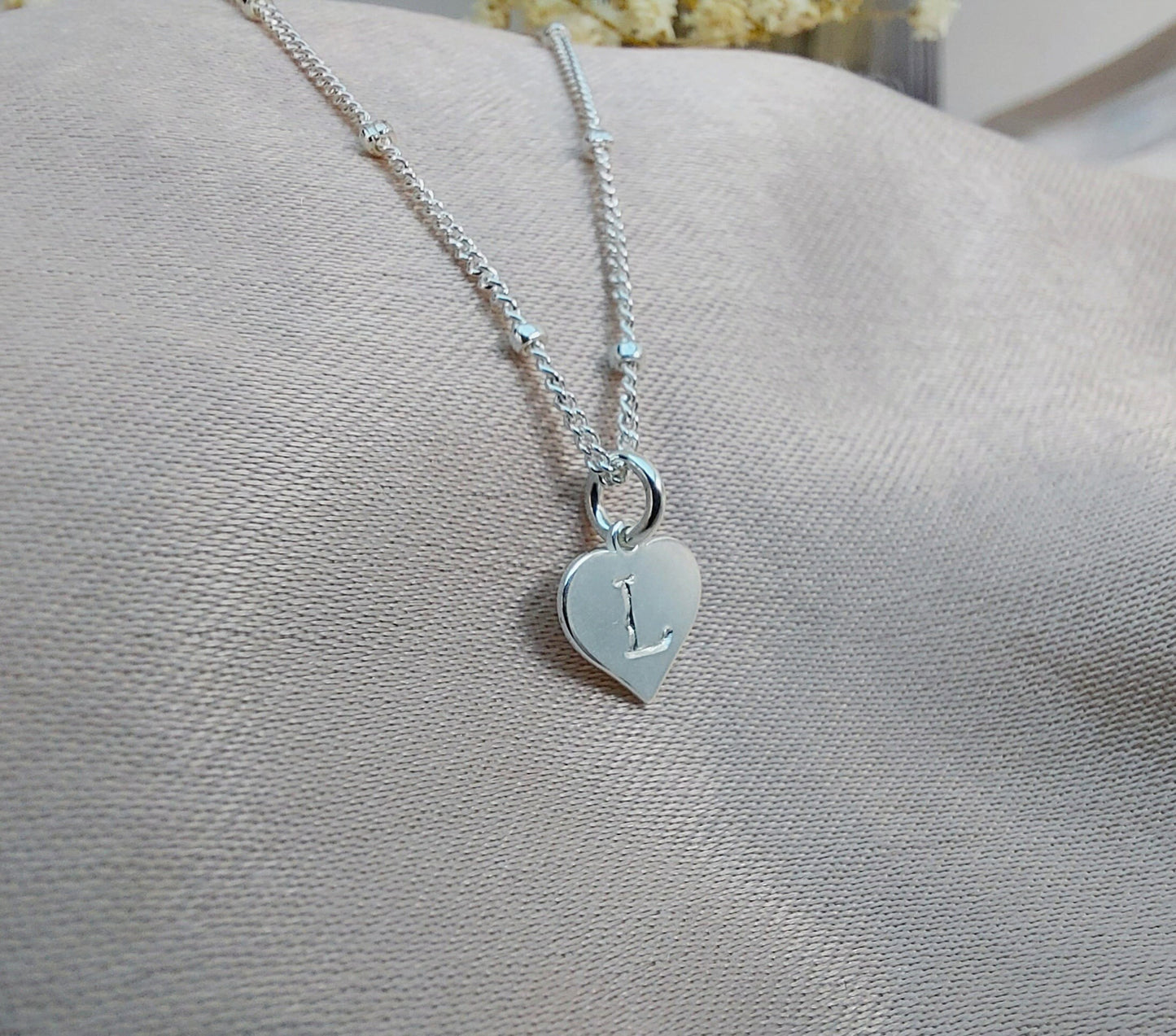 Sterling Silver Heart Initial Necklace