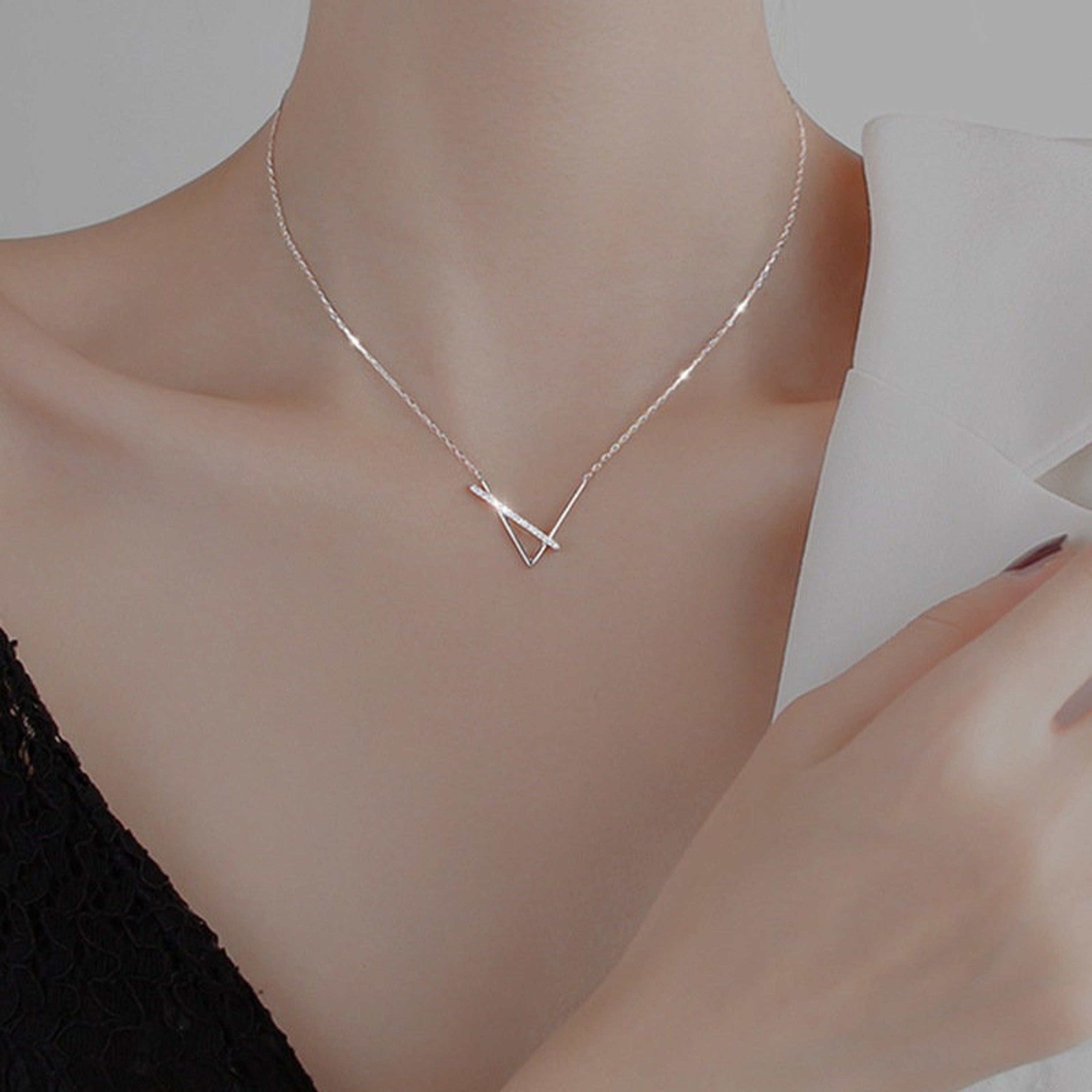 Sterling Silver V Shaped Necklace