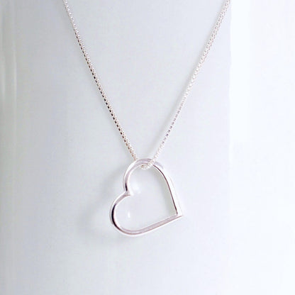 Open Heart Sterling Silver Pendant Necklace, Women Heart Jewelry