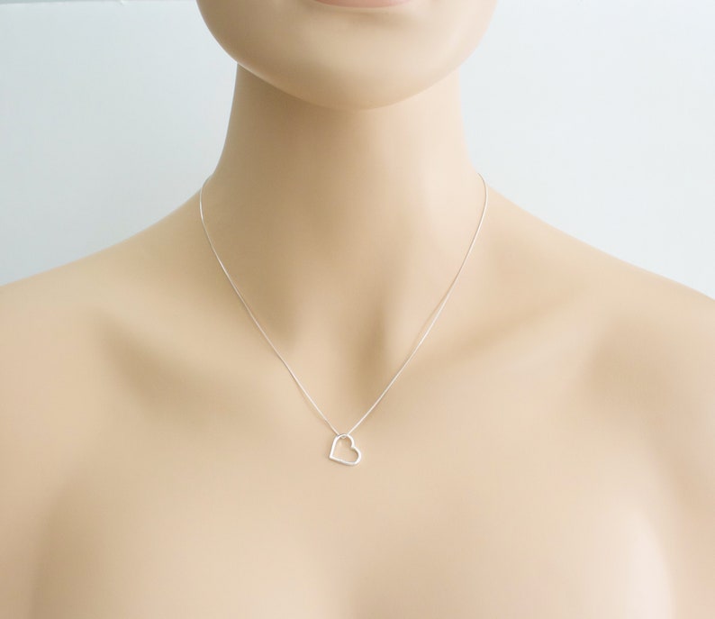 Open Heart Sterling Silver Pendant Necklace, Women Heart Jewelry