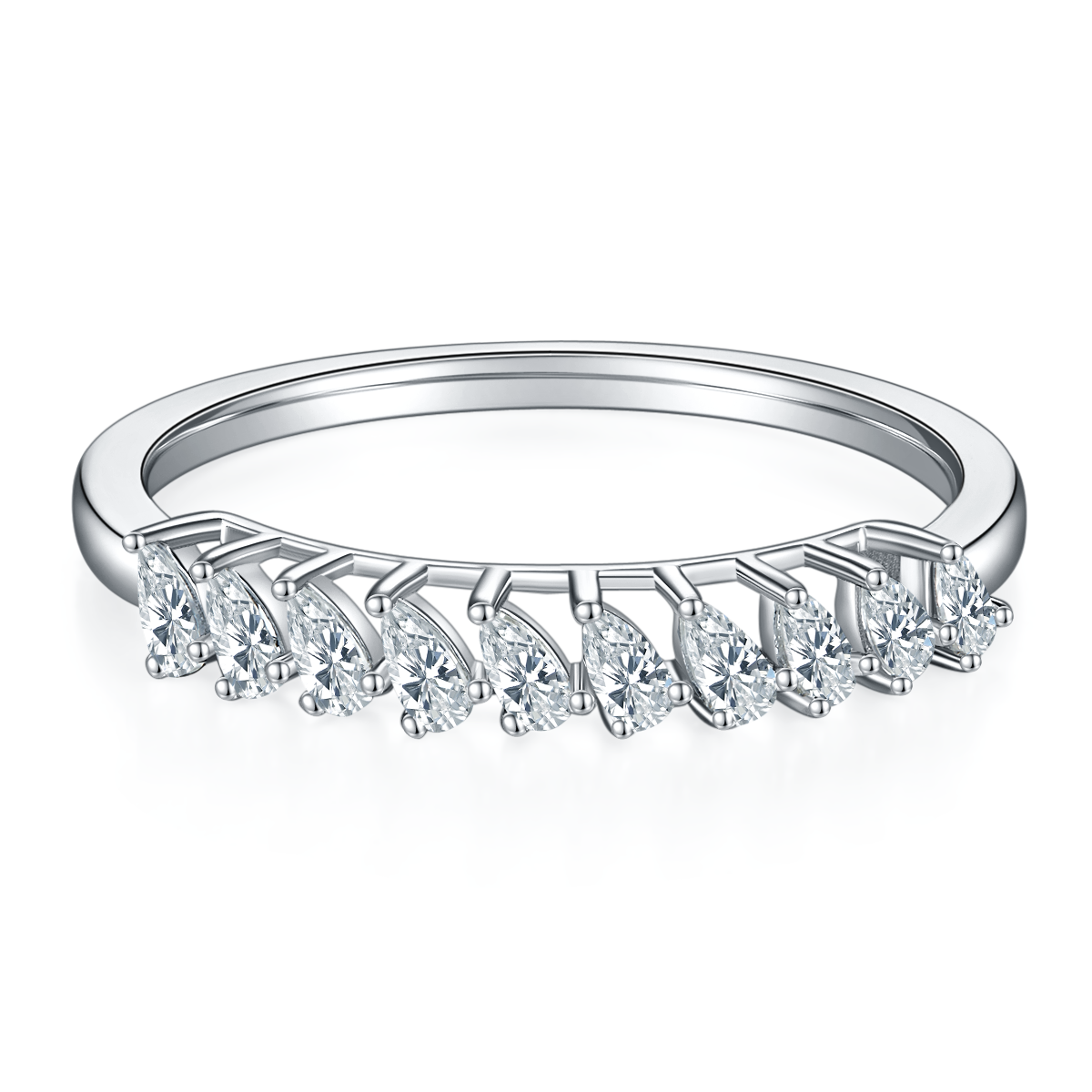 925 Sterling Silver Pear shaped  Eternity Band 1