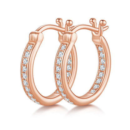 925 Sterling Silver Hoop-Shaped Single Row Earrings 3