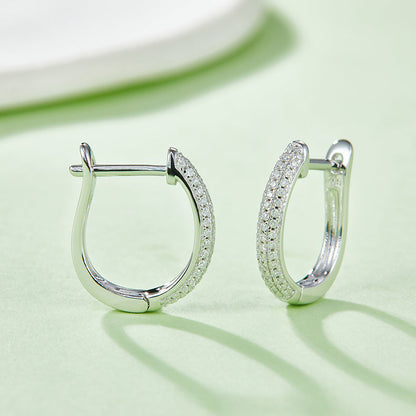 925 Sterling Silver Hoop-Shaped Three-Row  Earrings- 4