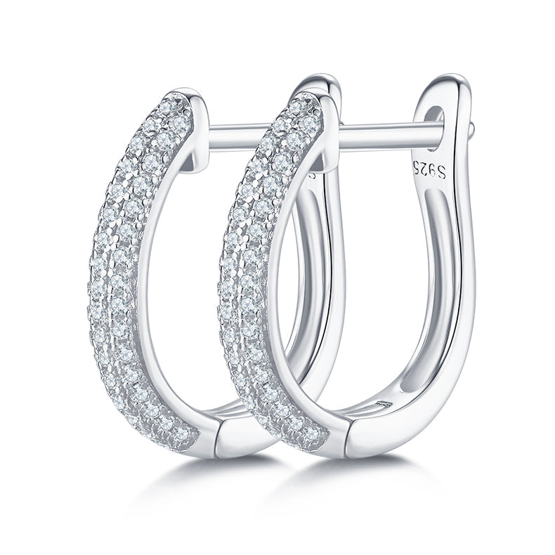 925 Sterling Silver Hoop-Shaped Three-Row  Earrings- 1